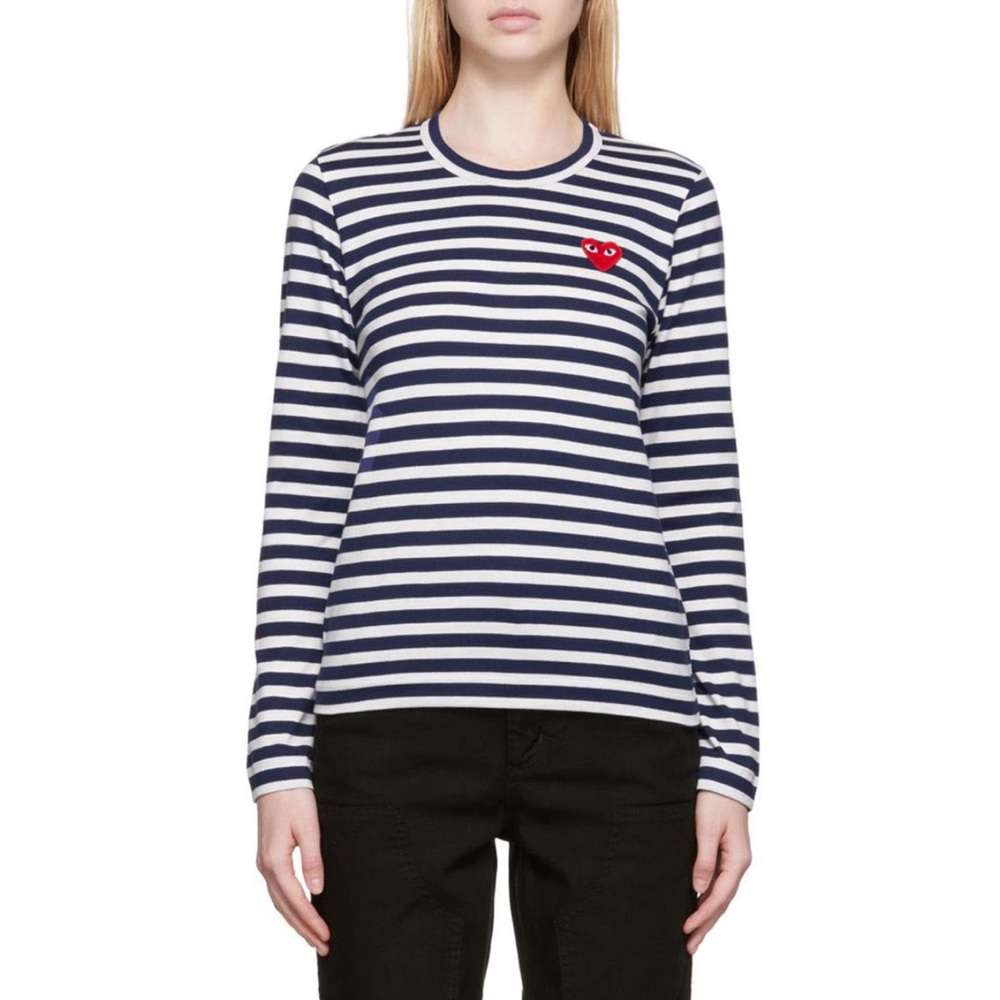 Comme des Garçons PLAY Navy & White Striped Shirt XS